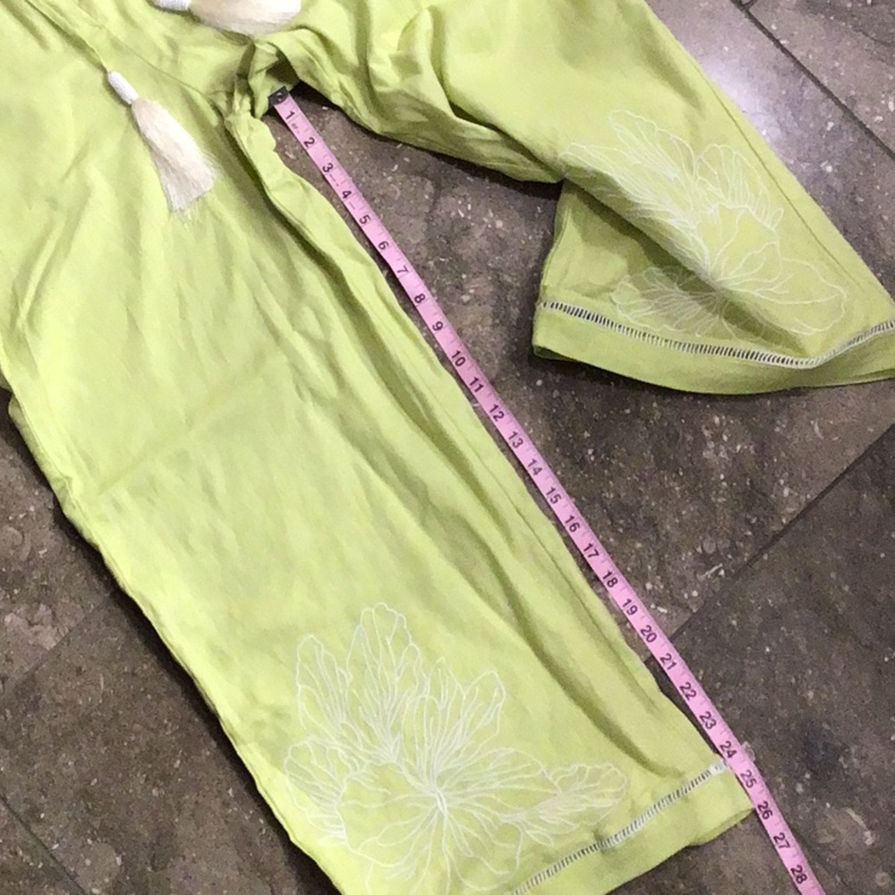 House of Harlow Green Linen Rayon Wide Leg Pants, S - Picture 7 of 11